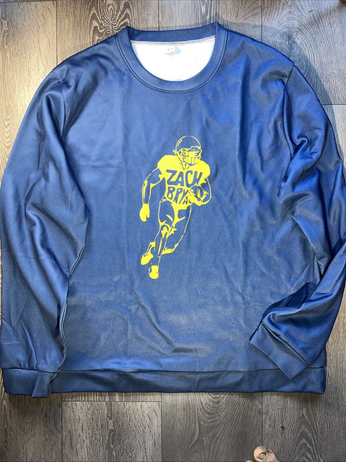 Zach Bryan Large Long Sleeve Shirt The Big House Tour Michigan Stadium Navy Blue