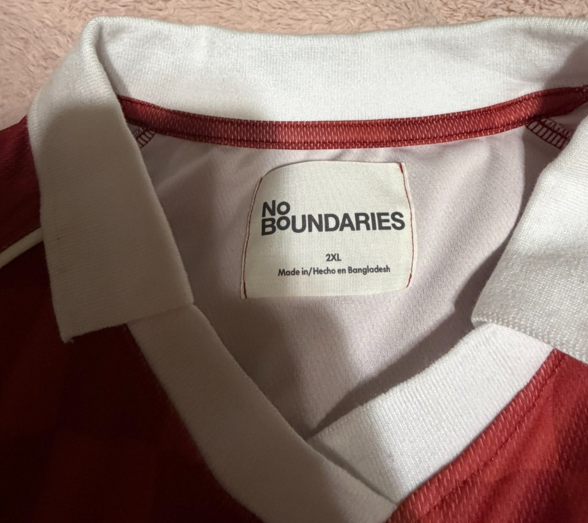 No Boundaries Red & White London Soccer Jersey 2XL 50–52 inch Checkered Pattern