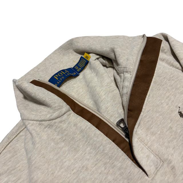 Polo Ralph Lauren Long Sleeve Pullover LSHZM16, Beige Brown Zipper XS