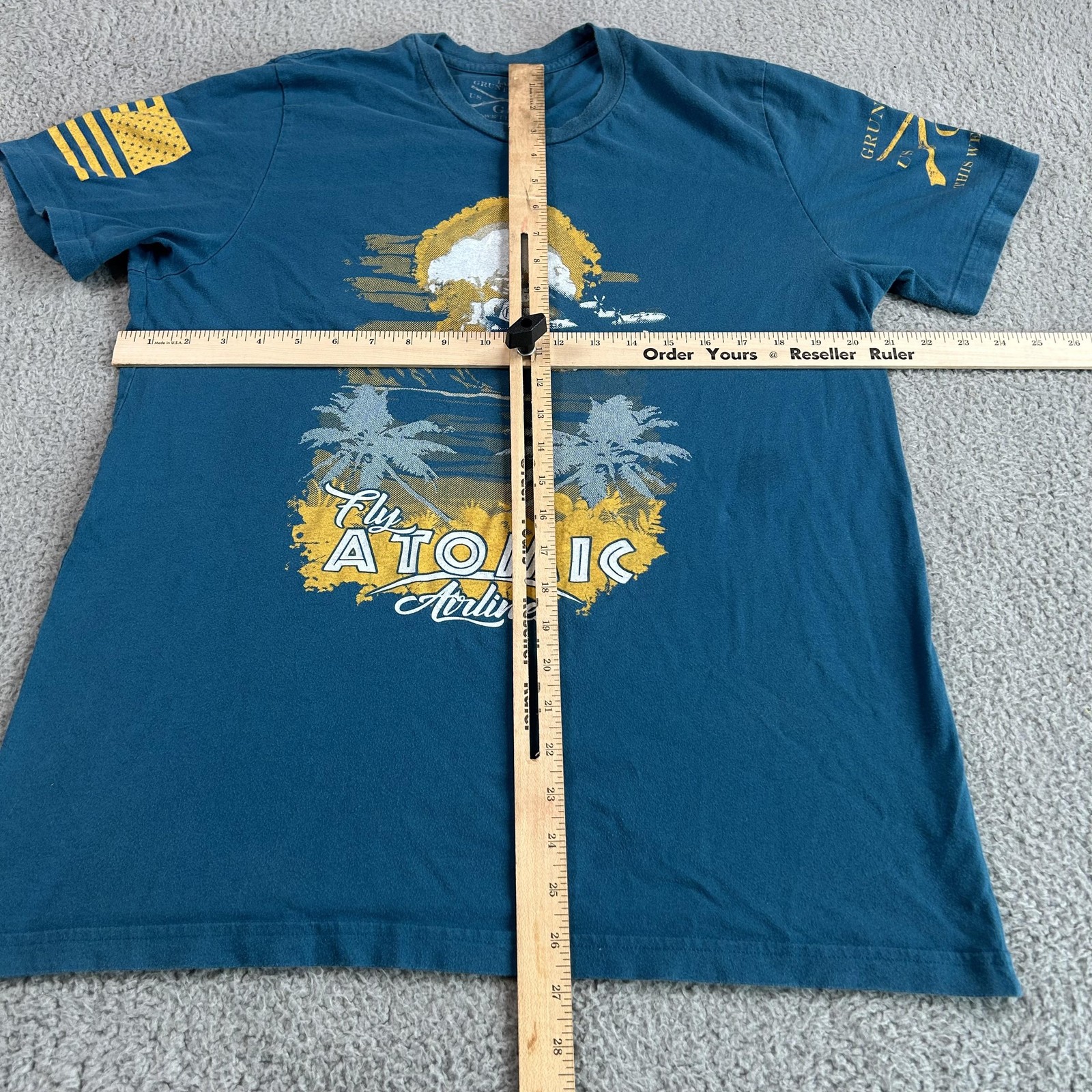 Grunt Style Shirt Mens Large Teal Fly Atomic Airlines Graphic Short Sleeve Tee
