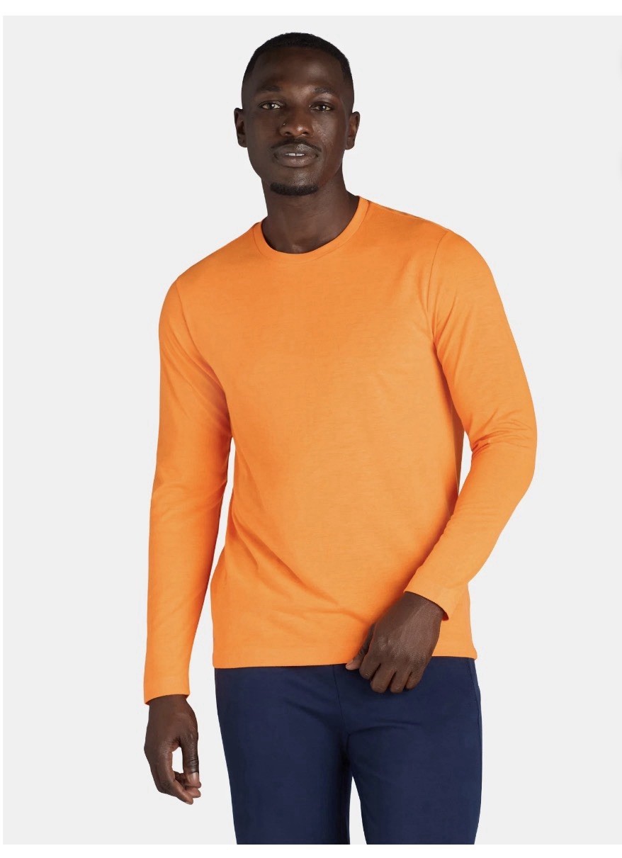 ATHLETIC WORKS Men’s 2XL Long Sleeve Tri-Blend Active Tee • Blaze Orange