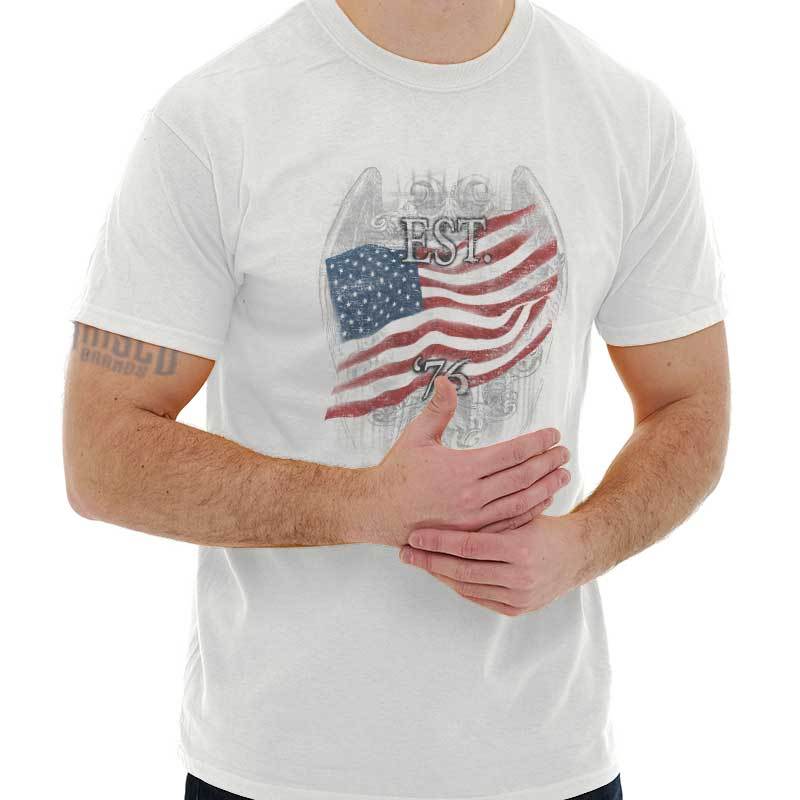 American Flag USA Patriotic United States Adult Short Sleeve Crew T Shirt