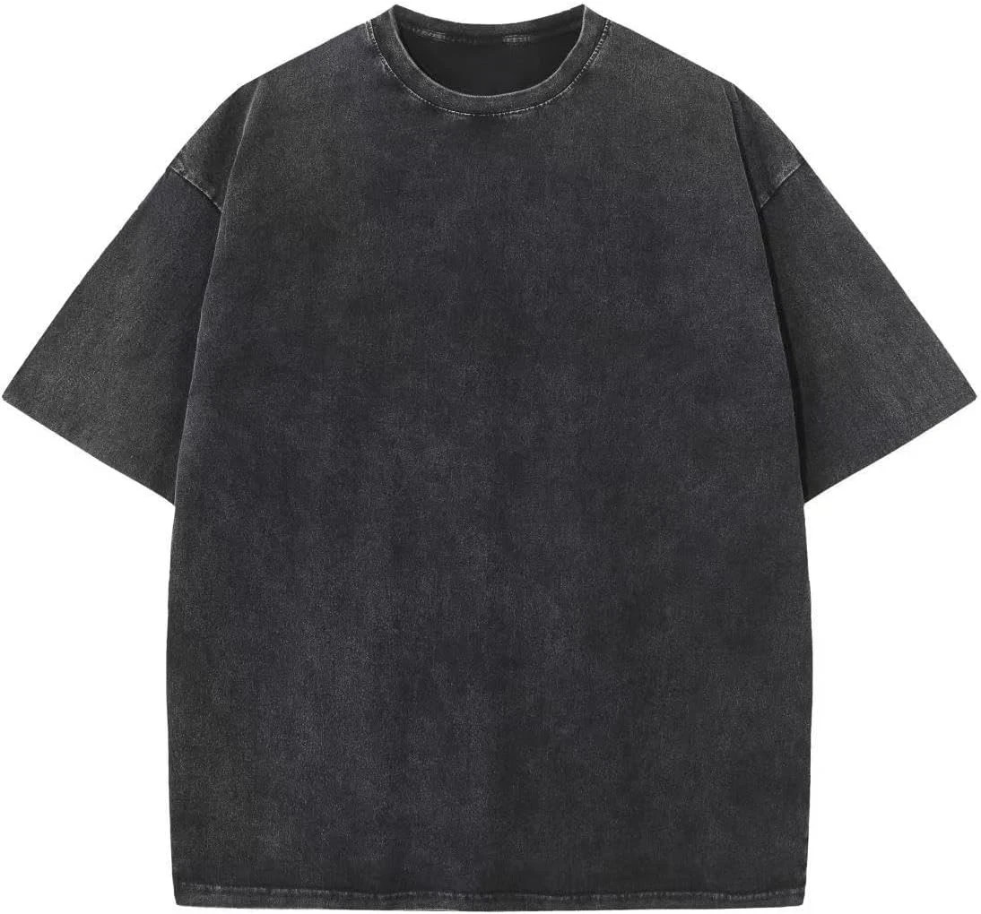 Men’s Oversized Vintage Acid Wash T-Shirt 100% Cotton Loose Fit Streetwear Tee