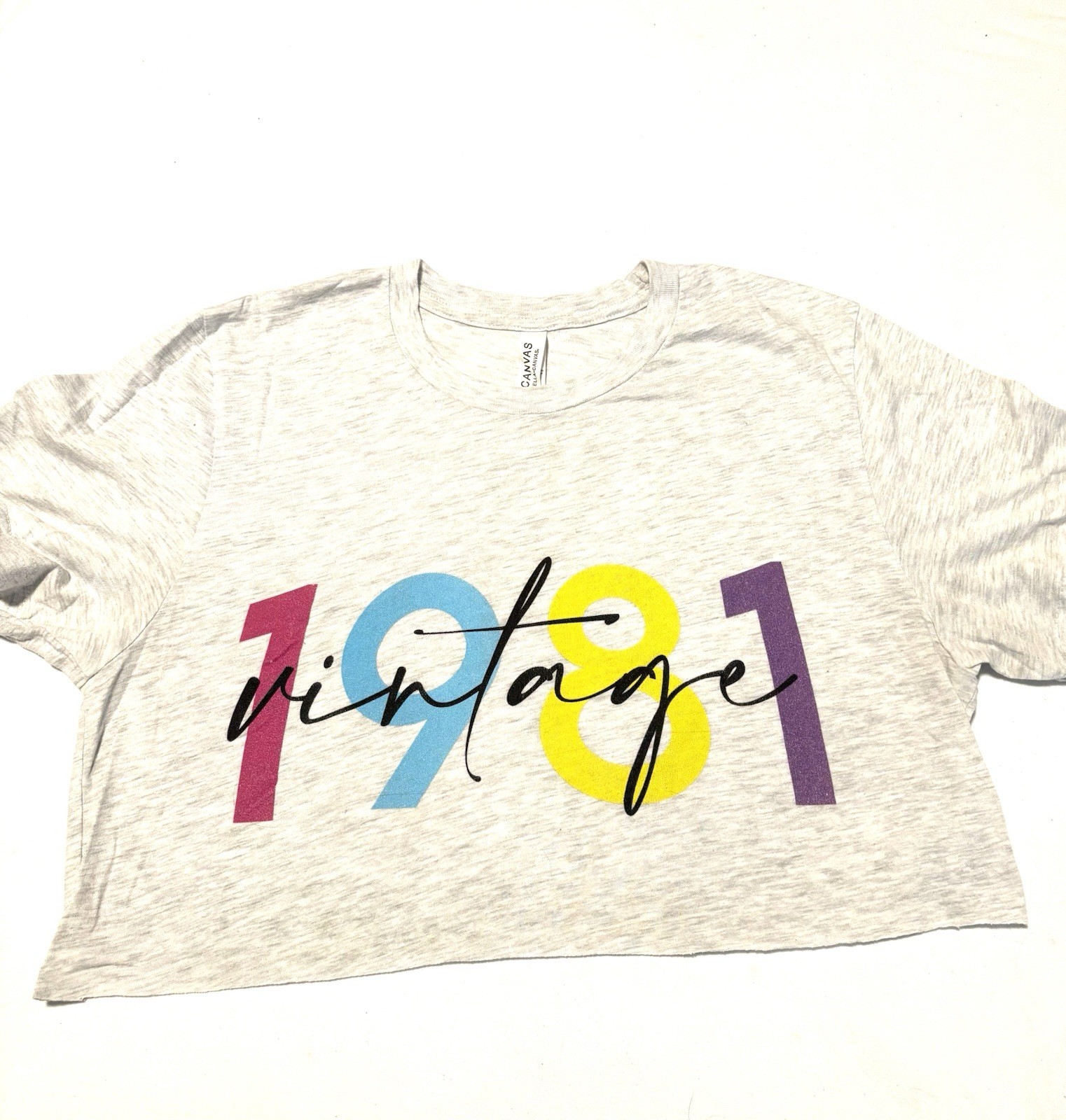 Bella+Canvas Unisex Gray Cotton Blend Jersey Graphic 90s Crew T-Shirt M
