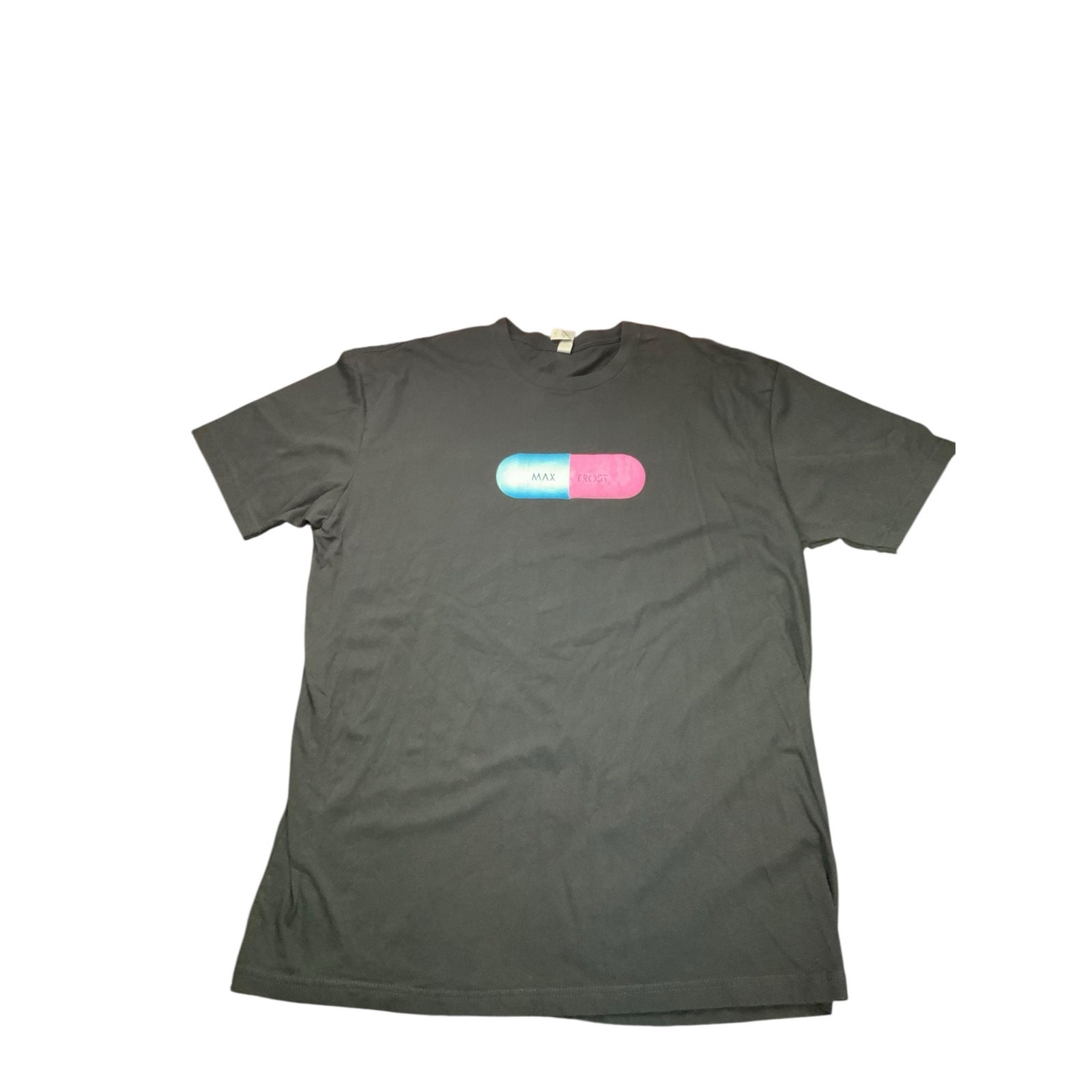 Max Frost Pill Graphic T Shirt Black Blue Pink Indie Pop Tee XL Unisex
