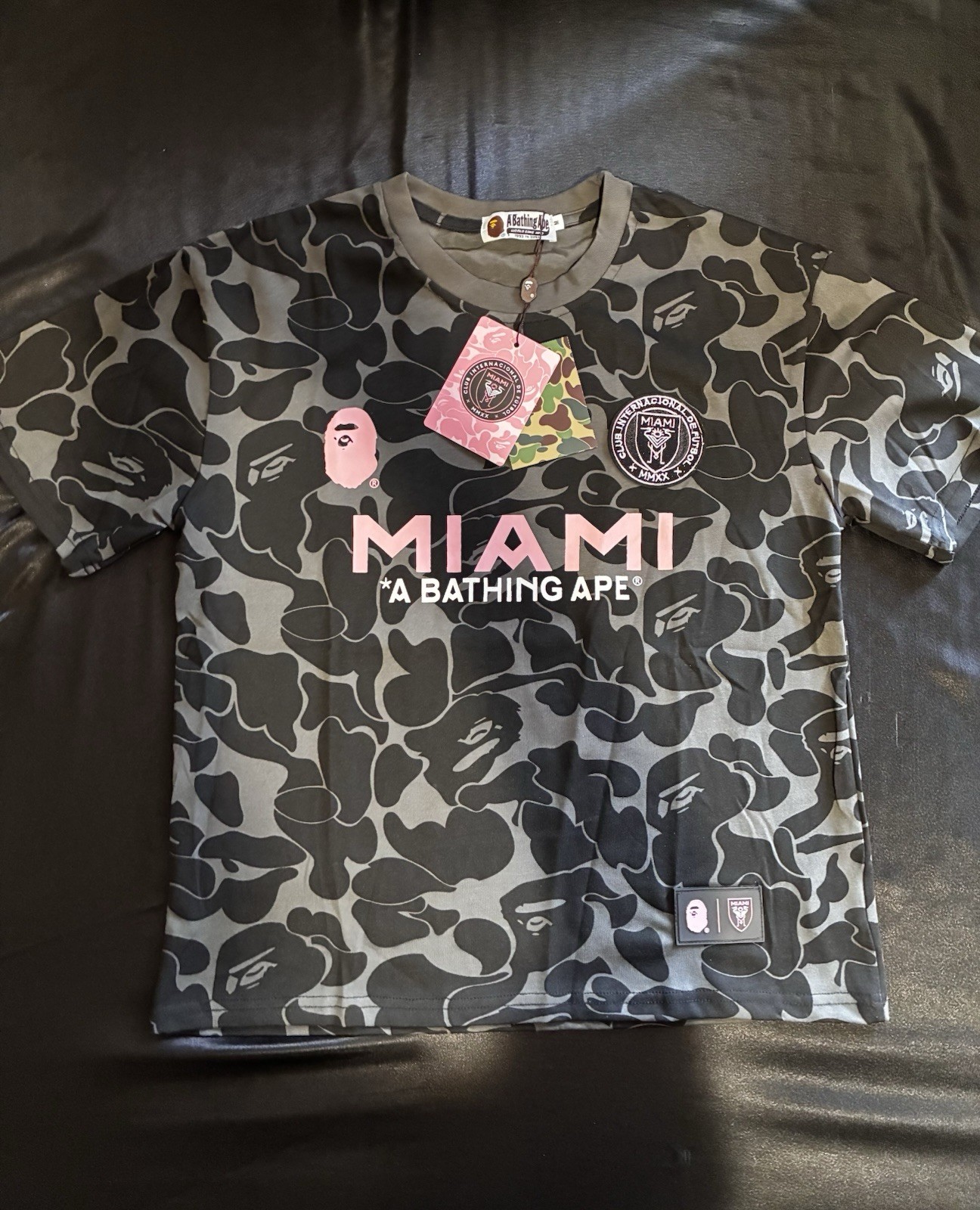 A Bathing Ape BAPE x Inter Miami T-Shirt M-Size Pink/Black