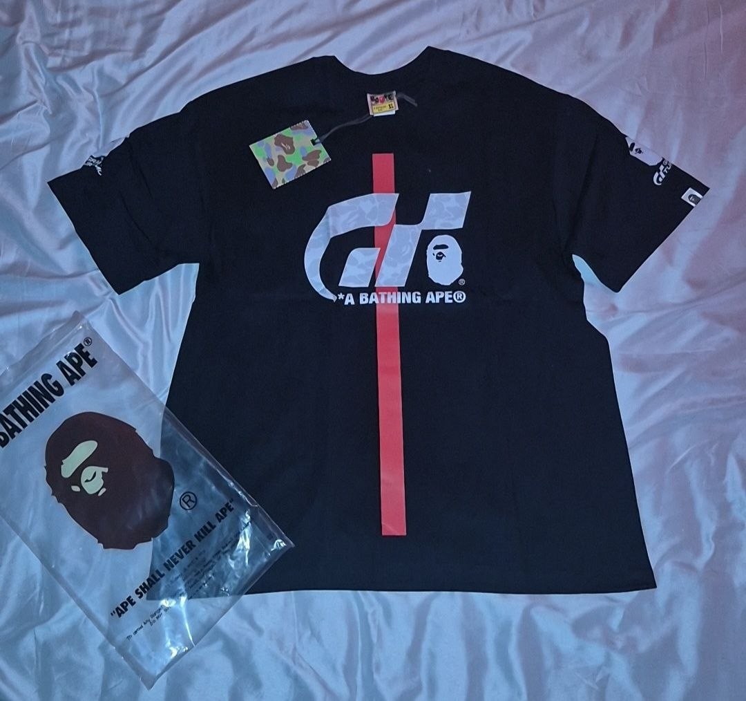 A Bathing Ape BAPE x Gran Turismo GT Academy Black Graphic Tee Crew Neck XL