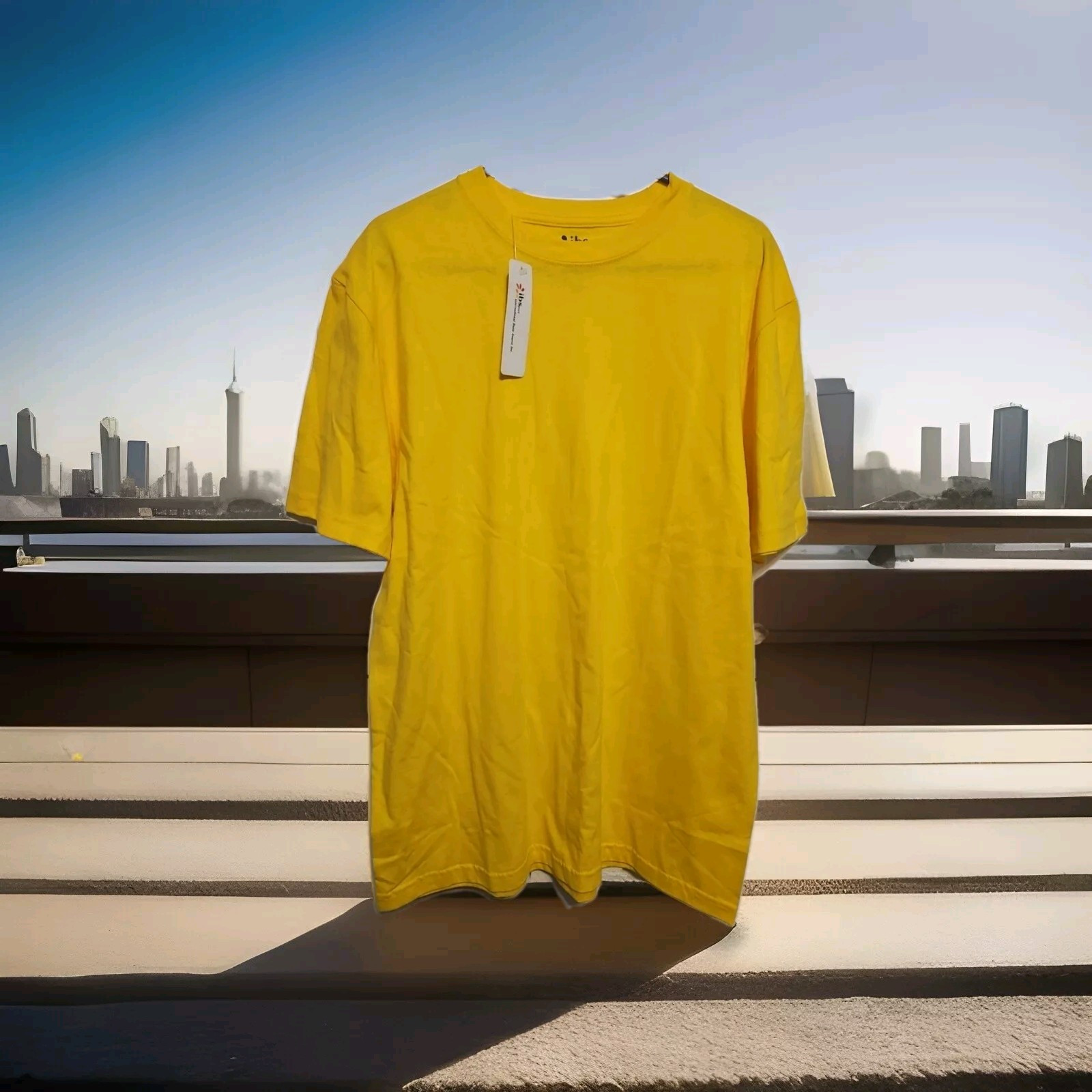 IBS Men’s Cotton Tee Shirt Blank Size L New Yellow