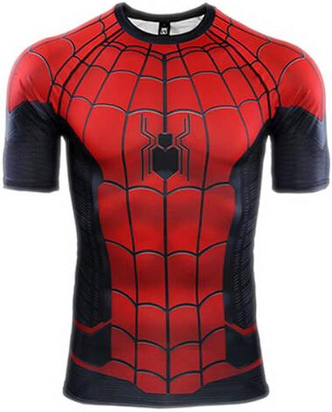 Men’s T-shirts Spider Superhero Compression Tights Short Sleeve Tops Tee Gym
