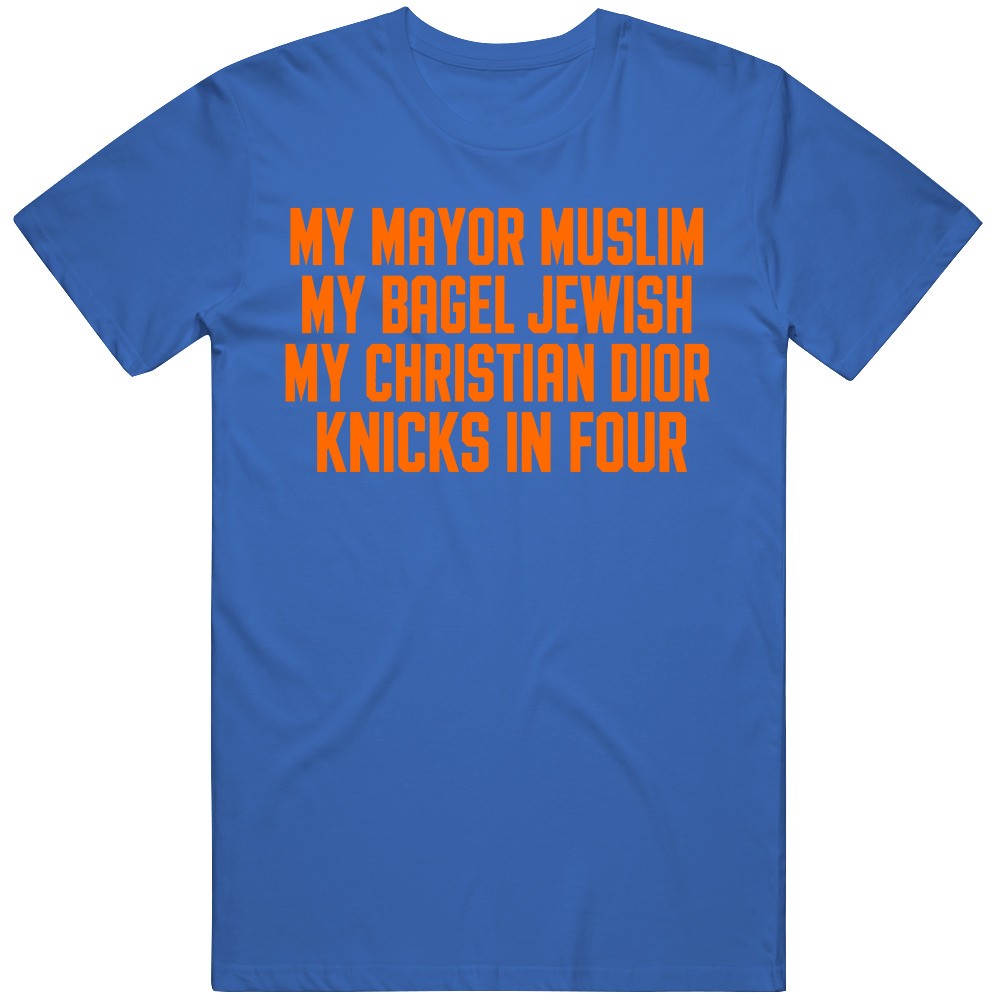 Jalen Brunson My Mayor Muslim My Bagel Jewish New York Fan Gift Graphic v2 T