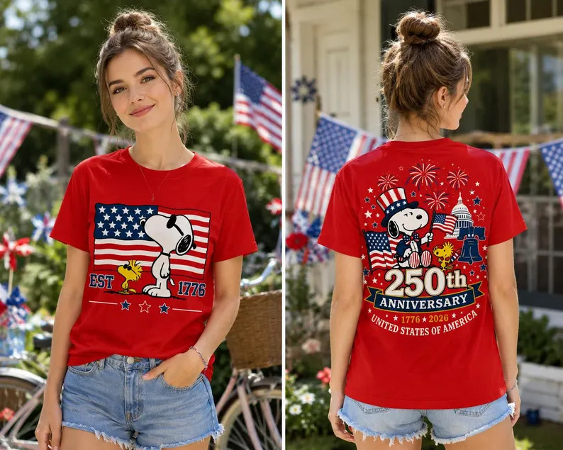 Snoopy America 250th Anniversary Patriotic 1776-2026 Graphic Tee