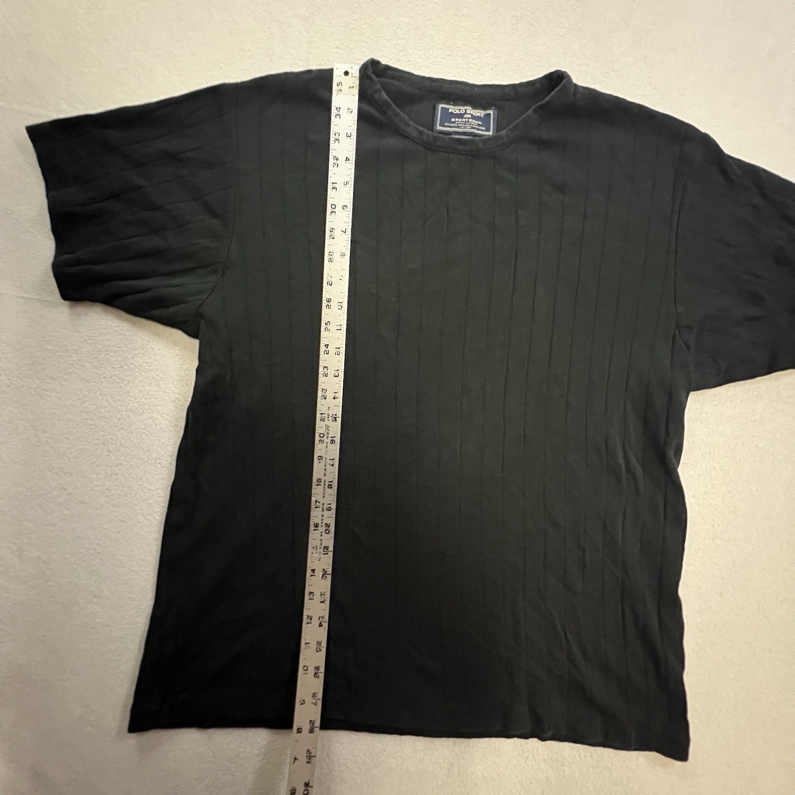 Vintage 90s Polo Sport Ralph Lauren T-Shirt Men’s Large Black Ribbed Sportsman