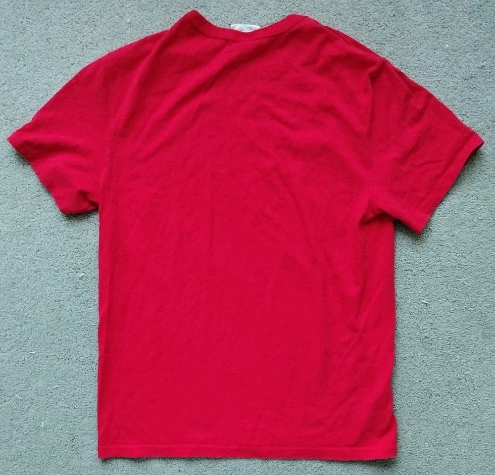 Champion Mens M 100% Cotton Red Tee Shirt Pit 19″ Length 27″
