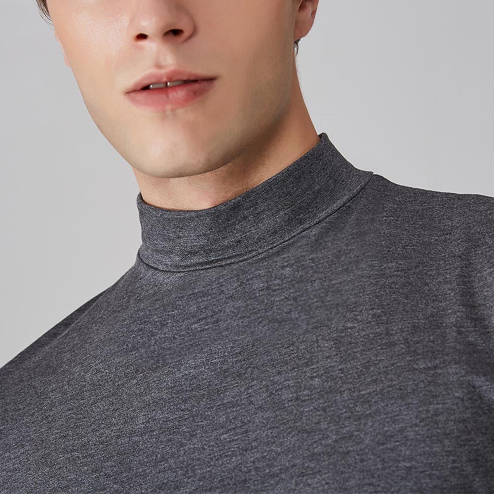 Men’s Regular Fit Short Sleeve T Shirt Half High Collar Solid Color Casual