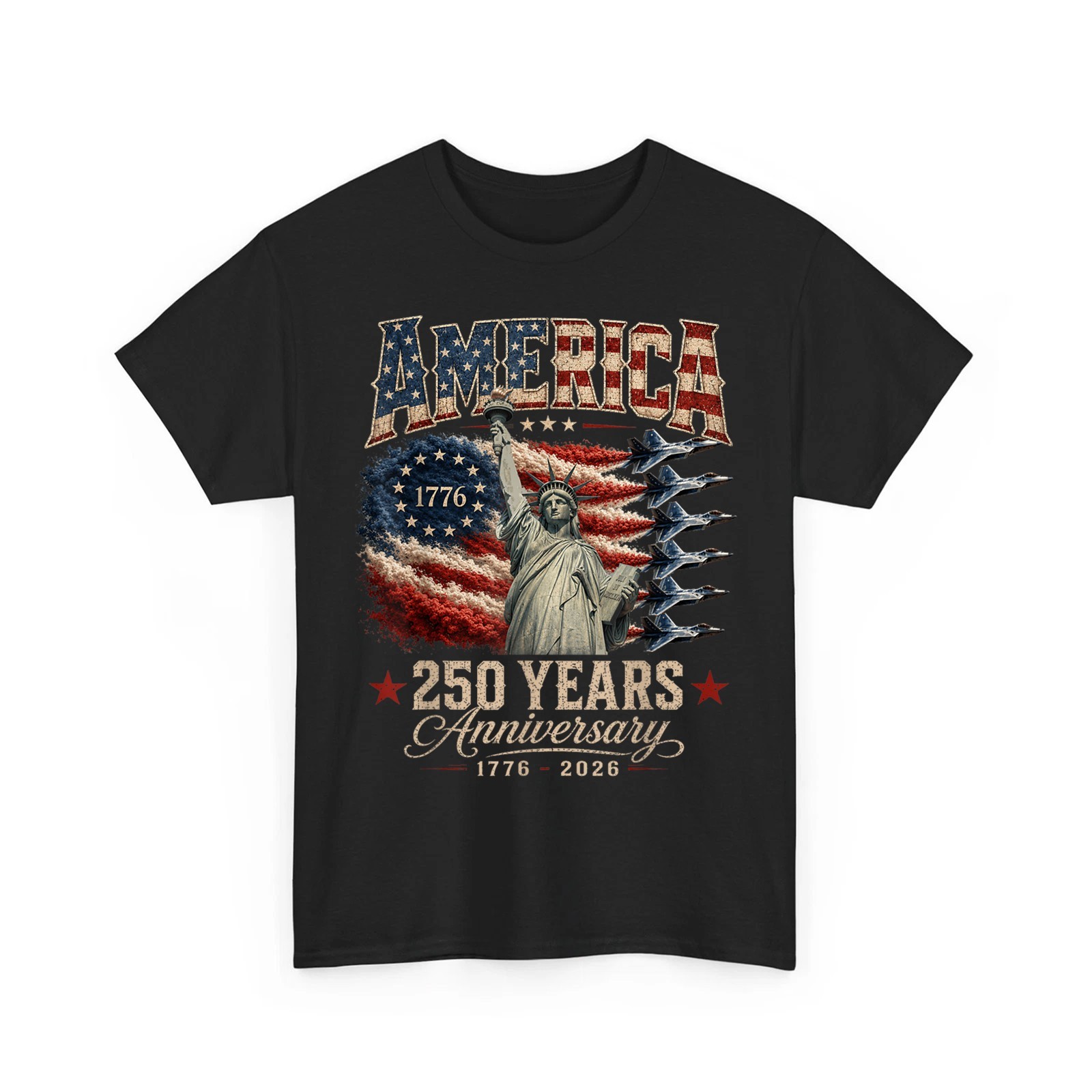 250 Years USA Flag 250th Anniversary 4th of July Statue Of Liberty T-Shirt