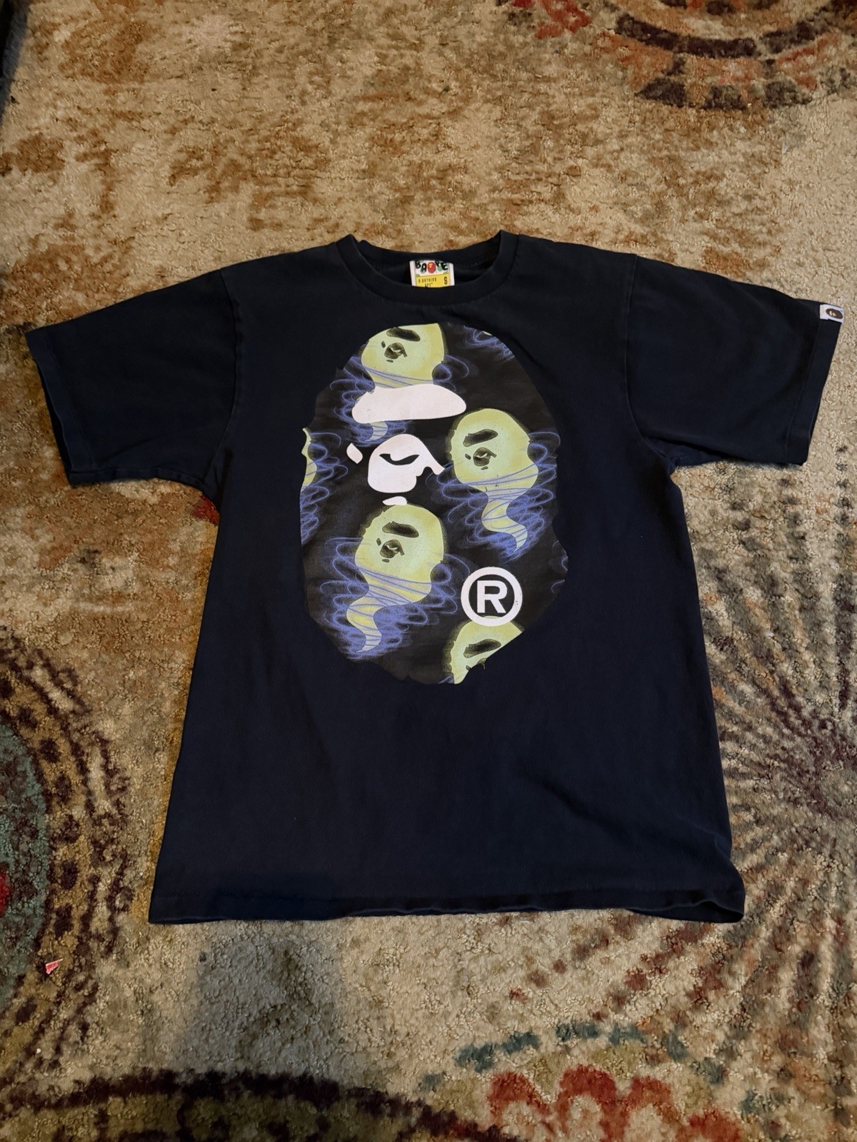 A Bathing Ape BAPE Black Ape Head Graphic Logo Crew Neck Short Sleeve T-Shirt S