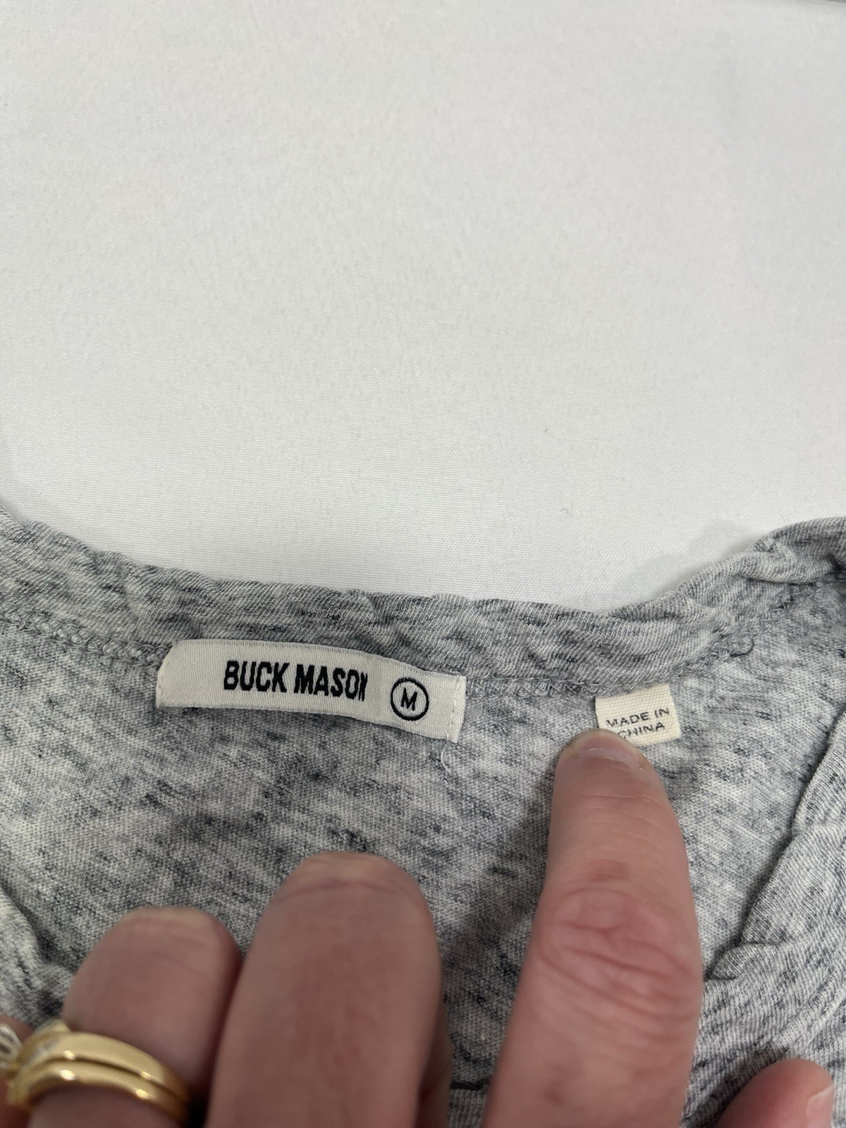 Buck Mason Mens Medium Blue Cotton Rayon Blend Crew Neck T Shirt Casual Preppy