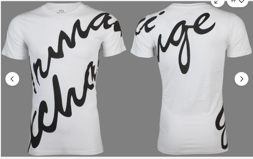 $50 ARMANI EXCHANGE White Black SCRIPT Short Sleeve Slim Fit Designer T-shirt