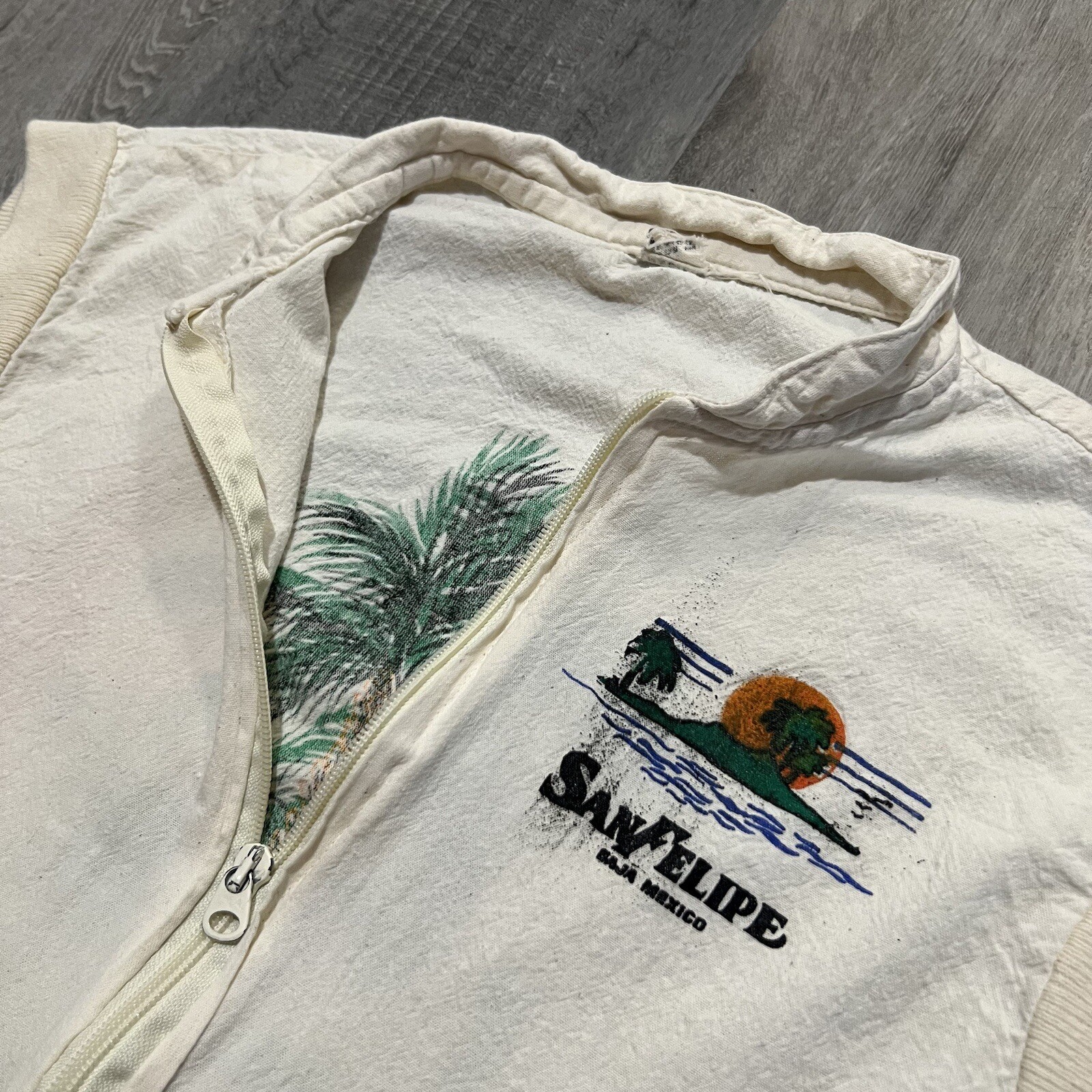 VTG San Felipe Baja Mexico 70s/80s Trans Pacific Palm Tree Sleeveless Beach Vest